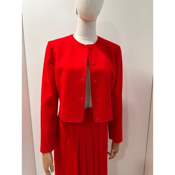 Vintage Pendleton Womens Wool Suit Skirt Set Red Size Small Ladylike Looks - Picture 3 of 11